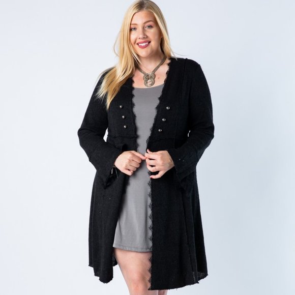 VOCAL BROWN cardigan duster western studded military MAGNOLIA BOHEMIAN WRAP S-3X - Picture 9 of 16